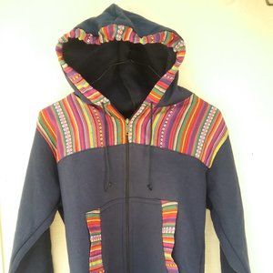 New Hoodie Zip-Up with Multicolored Trim